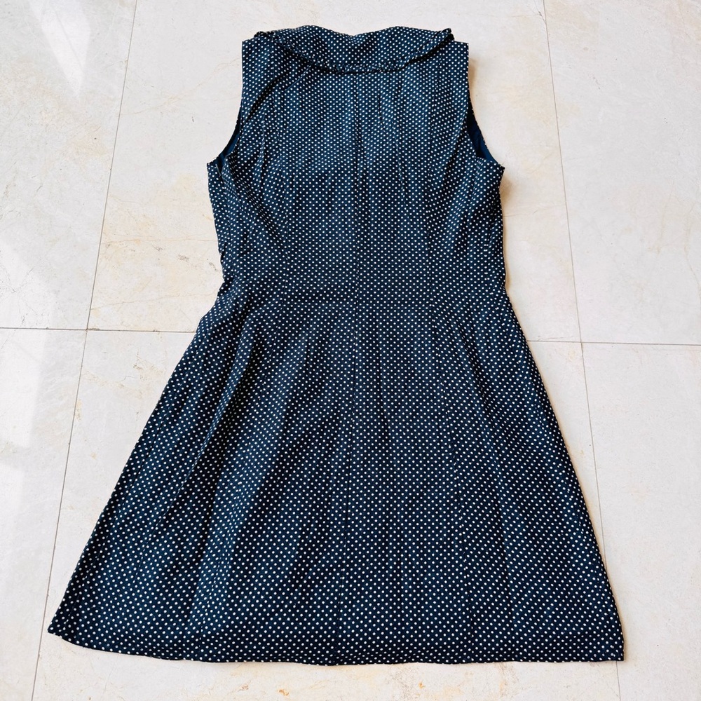 Caroline Constas Navy Polka Dot Linen Blend Dress size 4 - Picture 4 of 11
